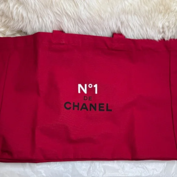 Chanel No1 Red Cotton Shopping Tote - Picture 3 of 4